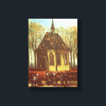 Vincent van Gogh - Kapel in Nuenen, Kerkbezoekers Canvas Afdruk<br><div class="desc">De Kapel in Nuenen met Kerkbezoekers (1884) door Vincent van Gogh is een antieke Post-Impressionistische religieuze kunstschildering. Mensen gaan op zondagochtend naar de kerk voor de dienst. Een dagelijks leven religieus tafereel met parochianen. Over de kunstenaar: Vincent Willem van Gogh (1853-1890) was een Post-Impressionistische schilder wiens werk het meest opviel...</div>
