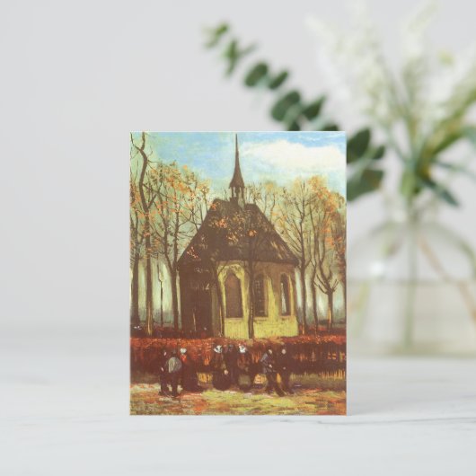 Vincent van Gogh - Kapel in Nuenen, kerkgangers Briefkaart (Staand voorkant)