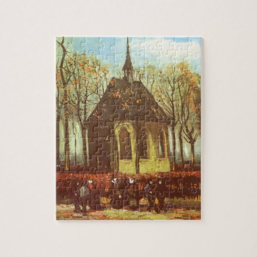 Vincent van Gogh - Kapel in Nuenen, kerkgangers Legpuzzel (Verticaal)