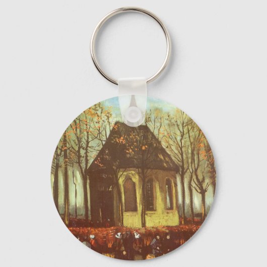 Vincent van Gogh - Kapel in Nuenen, kerkgangers Sleutelhanger (Voorkant)