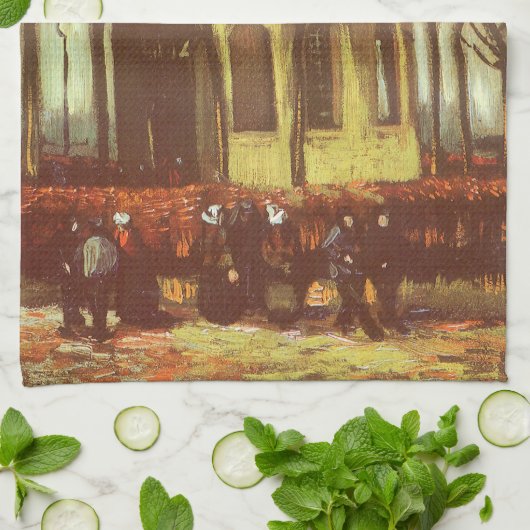 Vincent van Gogh - Kapel in Nuenen, kerkgangers Theedoek (Gevouwen)