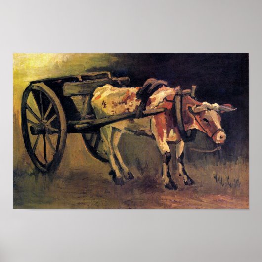 Vincent Van Gogh - Kar met Rode en Witte Os Poster (Voorkant)
