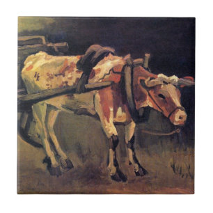Vincent Van Gogh - Kar met rode en witte os Tegeltje