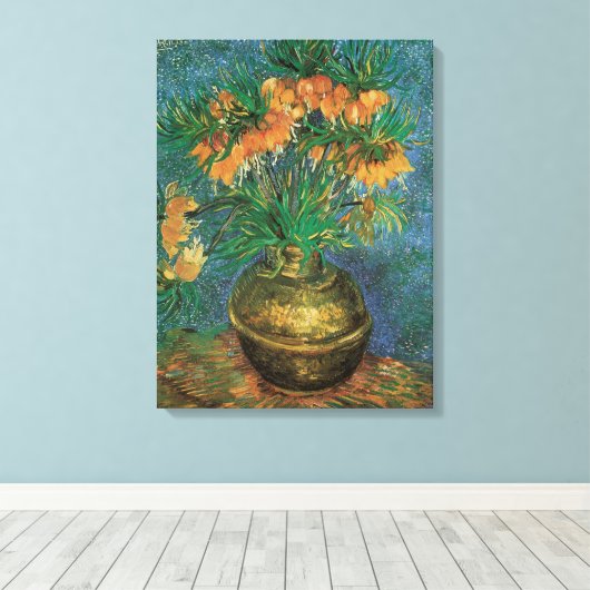 Vincent van Gogh - Kiemplanten in een koperen vaas Canvas Afdruk (Insitu (Houten vloer))
