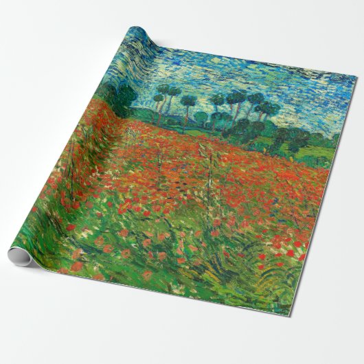 Vincent Van Gogh Klaprozenveld Fijne Kunst Cadeaupapier (Uitgerold)