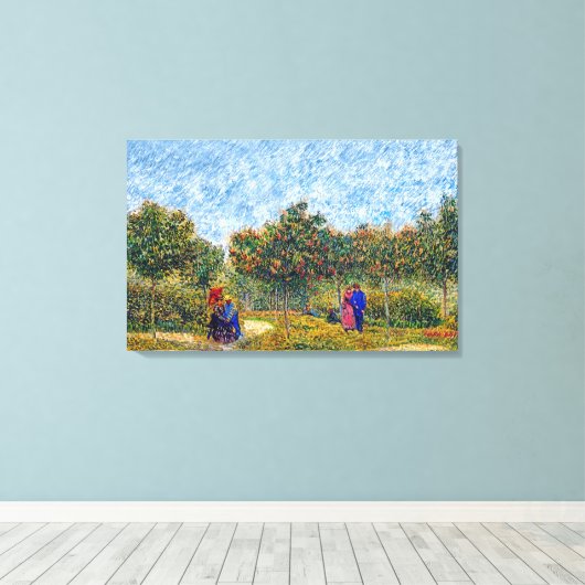 Vincent van Gogh - koppels in het park begeleiden Canvas Afdruk (Insitu (Houten vloer))