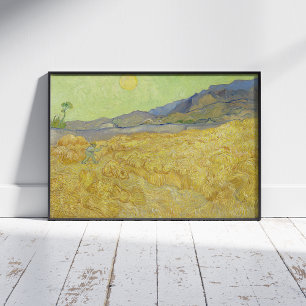 Vincent van Gogh, Korenveld met een maaier Foto Afdruk