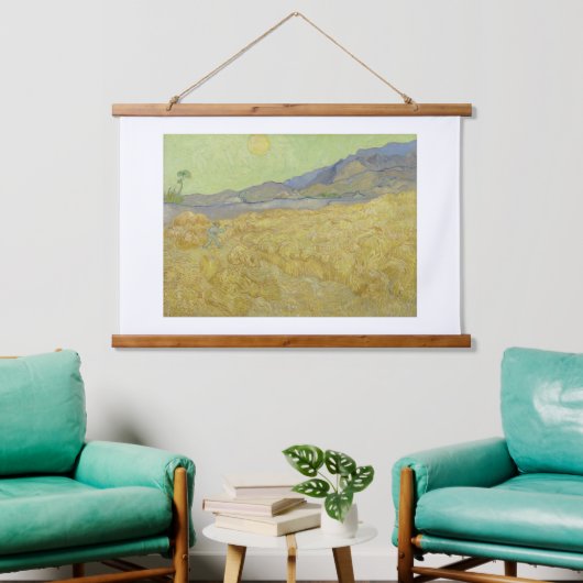 Vincent van Gogh, Korenveld met een maaier Hangend Wandkleed (Woonkamer)