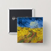 Vincent van Gogh - Korenveld met kraaien Vierkante Button 5,1 Cm (Voorkant /achterkant)