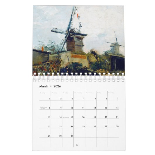 Vincent van Gogh Kunstmeesterwerken Kalender (Mar 2026)