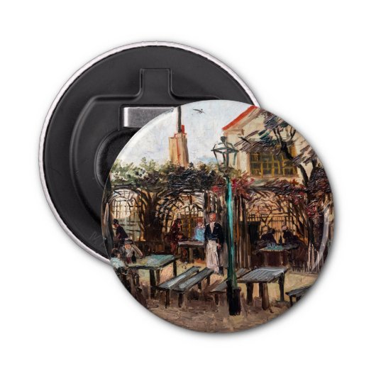 Vincent Van Gogh - La Guinguette op Montmartre Button Flesopener (Voorkant)
