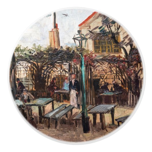 Vincent Van Gogh - La Guinguette op Montmartre Keramische Knop (Voorkant)