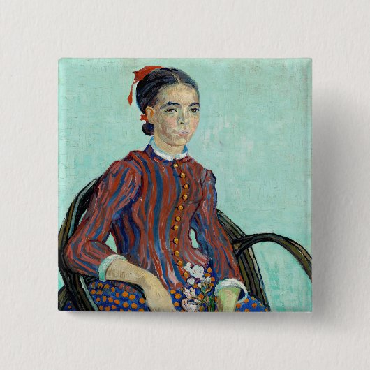 Vincent van Gogh - La Mousme Vierkante Button 5,1 Cm (Voorkant)