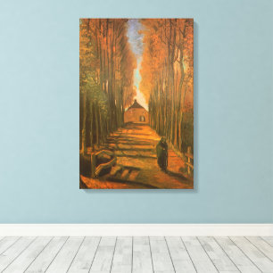 Vincent van Gogh - Laan met populieren in herfst Canvas Afdruk