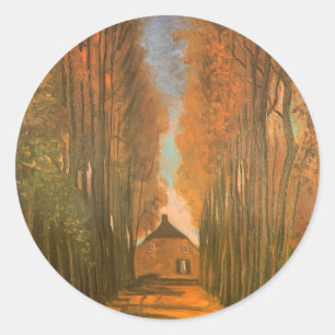 Vincent van Gogh - Laan met populieren in herfst Ronde Sticker