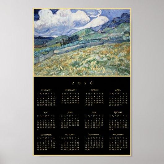 Vincent Van Gogh Landscape France 2026 Calendar Poster (Voorkant)