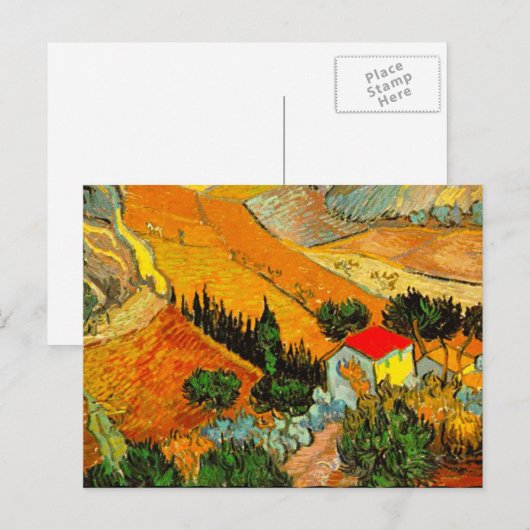 Vincent Van Gogh Landscape & House Enhanced Briefkaart (Voorkant / Achterkant)