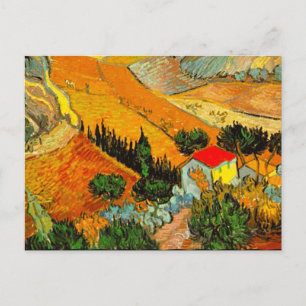 Vincent Van Gogh Landscape & House Enhanced Briefkaart
