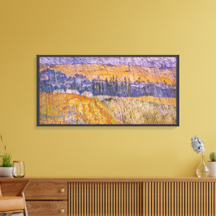 Vincent van Gogh - Landschap bij Auvers in de rege Canvas Afdruk