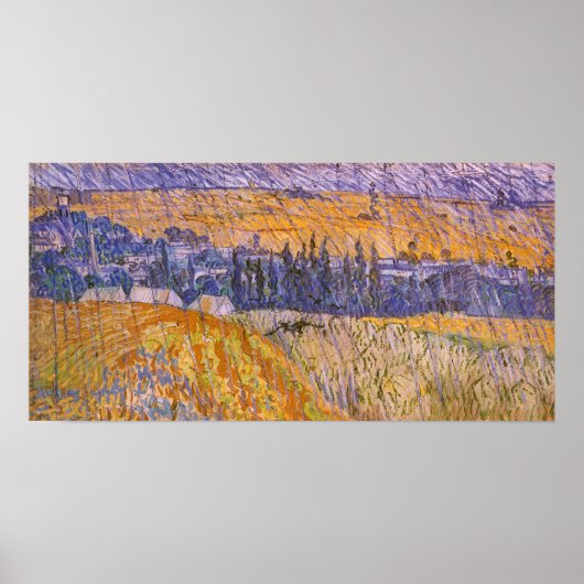 Vincent van Gogh - Landschap bij Auvers in de rege Poster (Voorkant)
