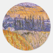 Vincent van Gogh - Landschap bij Auvers in de rege Ronde Sticker (Voorkant)