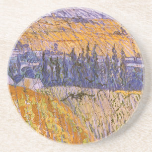 Vincent van Gogh - Landschap bij Auvers in de rege Zandsteen Onderzetter