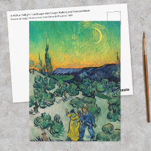 Vincent van Gogh - Landschap bij maanlicht met kop Briefkaart