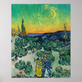 Vincent van Gogh - Landschap bij maanlicht met kop Poster