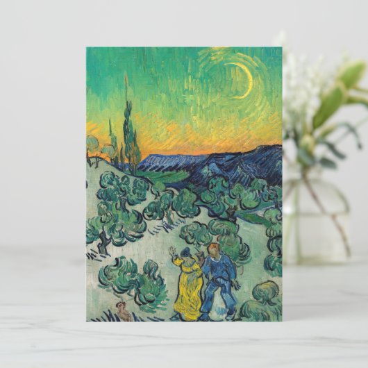 Vincent van Gogh - Landschap bij maanlicht met paa Bedankkaart (Staand voorkant)