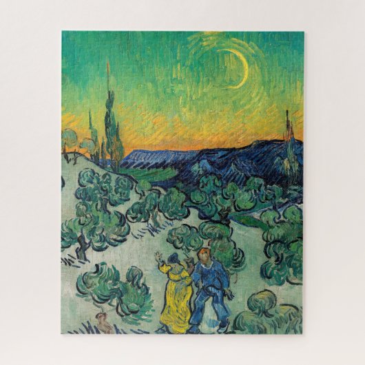 Vincent van Gogh - Landschap bij maanlicht met paa Legpuzzel (Verticaal)