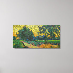 Vincent van Gogh - Landschap bij schemering Canvas Afdruk