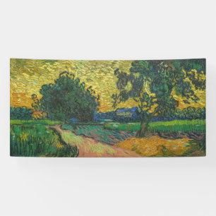 Vincent van Gogh - Landschap bij schemering Spandoek