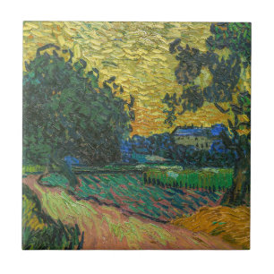 Vincent van Gogh - Landschap bij schemering Tegeltje