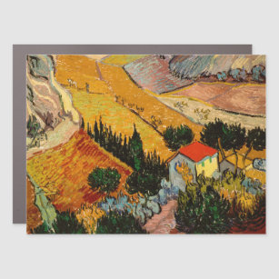 Vincent van Gogh - Landschap, Huis en ploegenman Automagneet