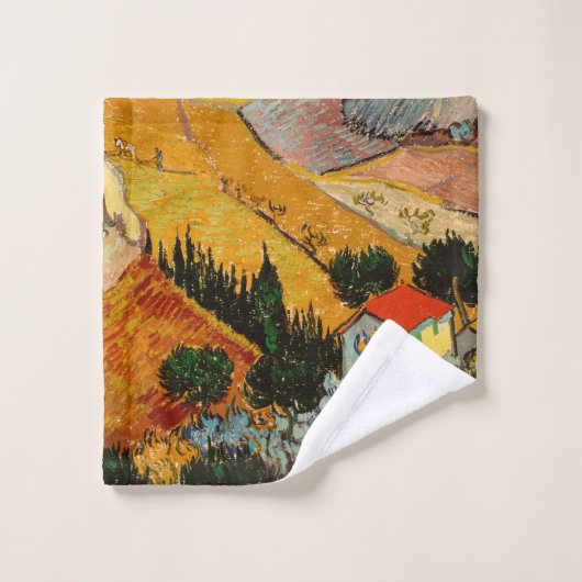 Vincent van Gogh - Landschap, Huis en ploegenman Bad Handdoek (Wasdoekje)