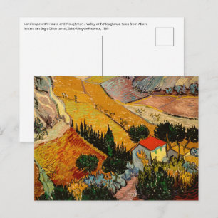 Vincent van Gogh - Landschap, Huis en ploegenman Briefkaart