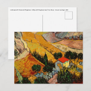 Vincent van Gogh - Landschap, Huis en ploegenman Briefkaart