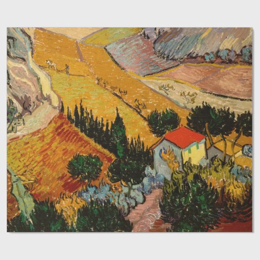 Vincent van Gogh - Landschap, Huis en ploegenman Cadeaupapier (Vlak)