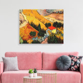 Vincent van Gogh - Landschap, Huis en ploegenman Canvas Afdruk (Insitu (Woonkamer))
