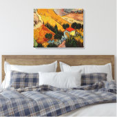 Vincent van Gogh - Landschap, Huis en ploegenman Canvas Afdruk (Insitu (Slaapkamer))