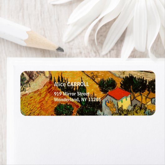 Vincent van Gogh - Landschap, Huis en ploegenman Etiket (Insitu)