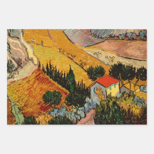 Vincent van Gogh - Landschap, Huis en ploegenman Inpakpapier Vel (Voorkant)