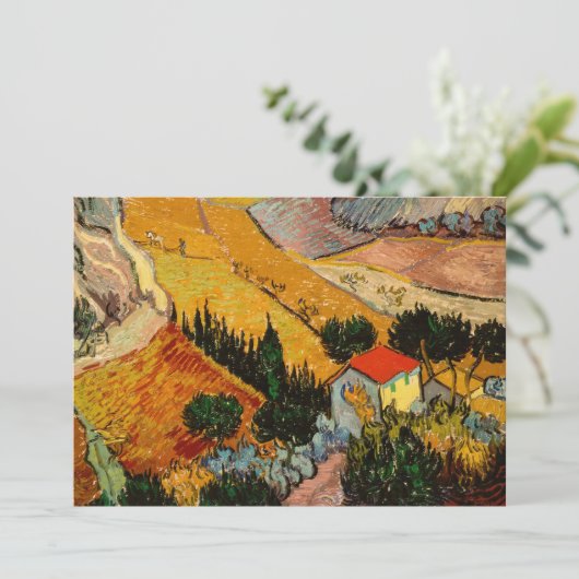 Vincent van Gogh - Landschap, Huis en ploegenman Kaart (Staand voorkant)