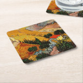 Vincent van Gogh - Landschap, Huis en ploegenman Kartonnen Onderzetters (Schuin)