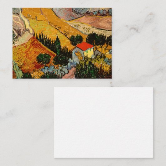 Vincent van Gogh - Landschap, Huis en ploegenman Notitiekaartje (Voorkant / Achterkant)