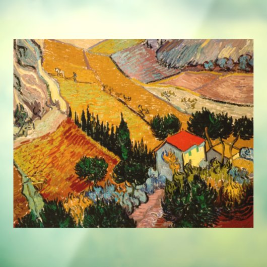 Vincent van Gogh - Landschap, Huis en ploegenman Raamsticker (Vel 3)