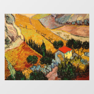 Vincent van Gogh - Landschap, Huis en ploegenman Raamsticker