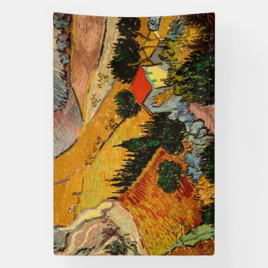 Vincent van Gogh - Landschap, Huis en ploegenman Spandoek (Verticaal)