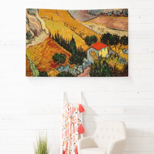 Vincent van Gogh - Landschap, Huis en ploegenman Spandoek (Insitu)