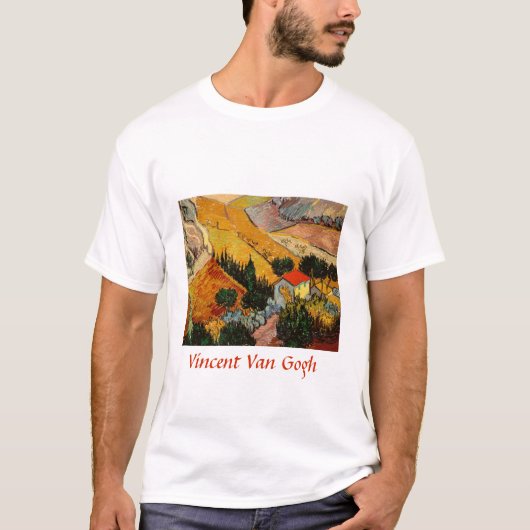 Vincent van Gogh - Landschap, Huis en ploegenman T-shirt (Voorkant)